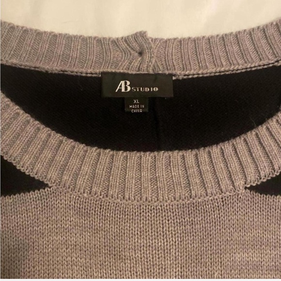AB Studio Black and Gray Striped Sweater - Picture 3 of 3